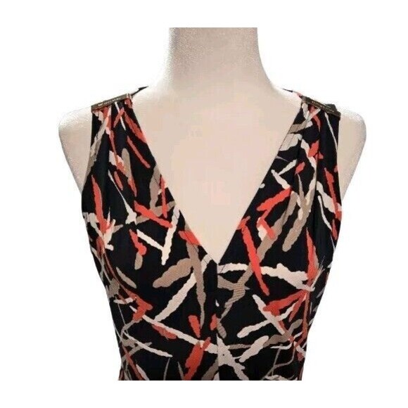 Michael Kors Women Fit N Flare Center Pleat Stretch Multicolor Dress Size Medium - Picture 3 of 6